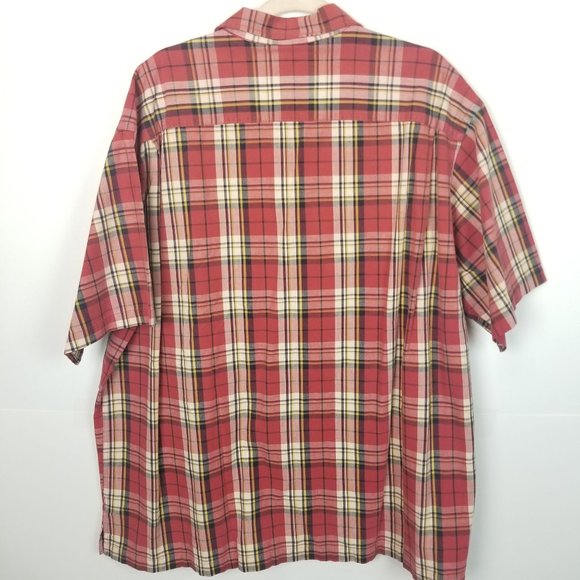 Abercrombie & Fitch Men's XL Red Plaid Button Front Short Sleeve Shirt Collared - Picture 6 of 6